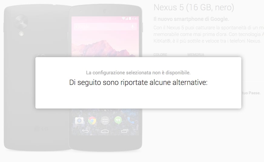 Nexus 5 dice quasi addio al Play Store italiano (aggiornamento: anche negli USA)