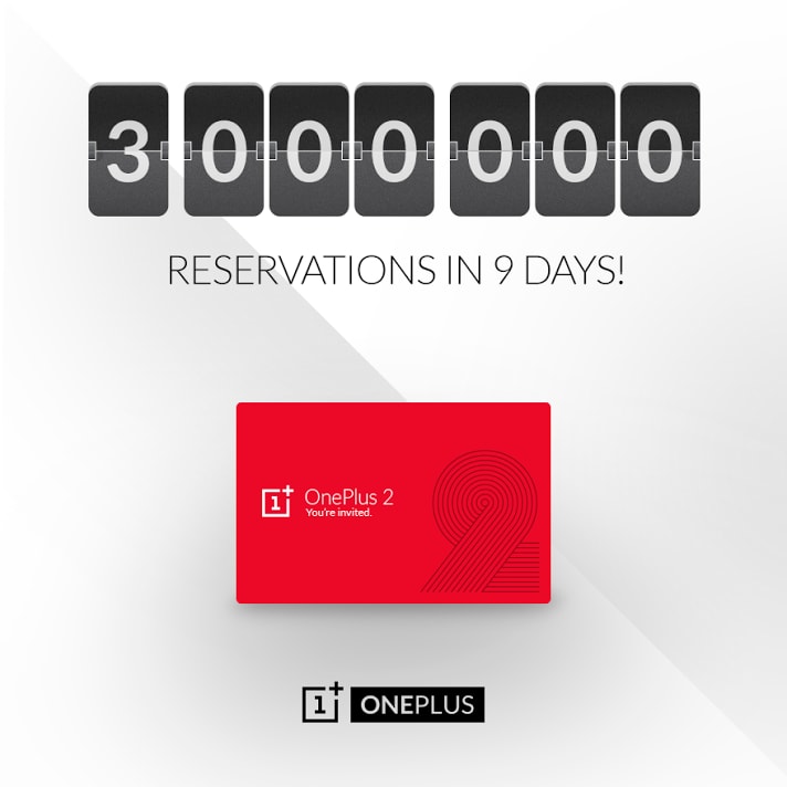 OnePlus 2 raggiunge 3 milioni di prenotazioni in 9 giorni