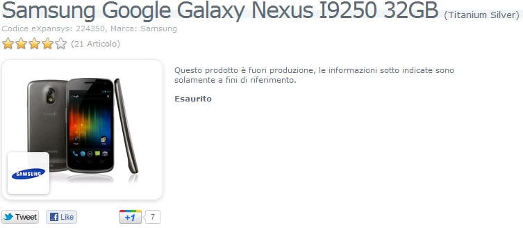 Probabile cancellazione del Galaxy Nexus da 32 GB