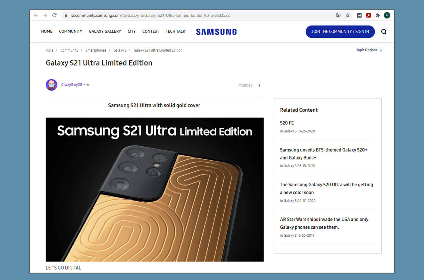 Samsung Electronics quiere retirar la publicación del Galaxy S21