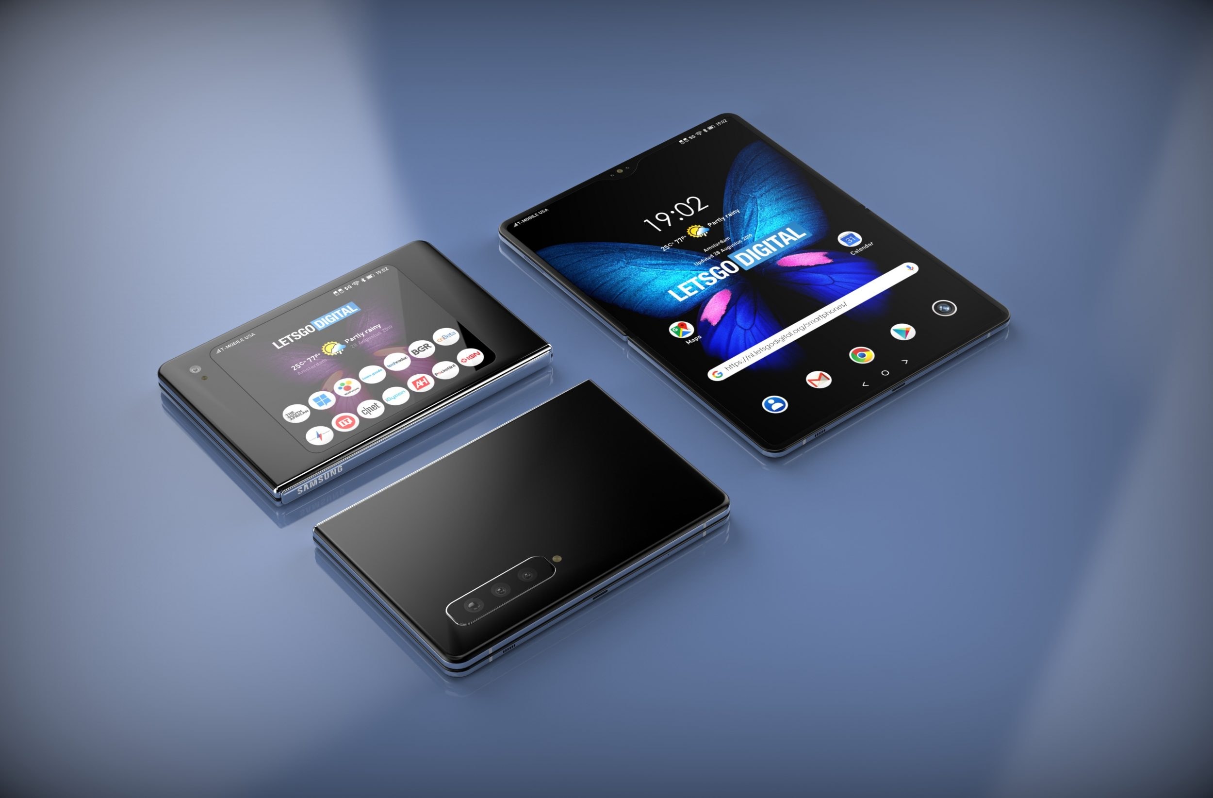 Samsung Galaxy Fold 2 en las primeras patentes: una variante se pliega horizontalmente (foto)