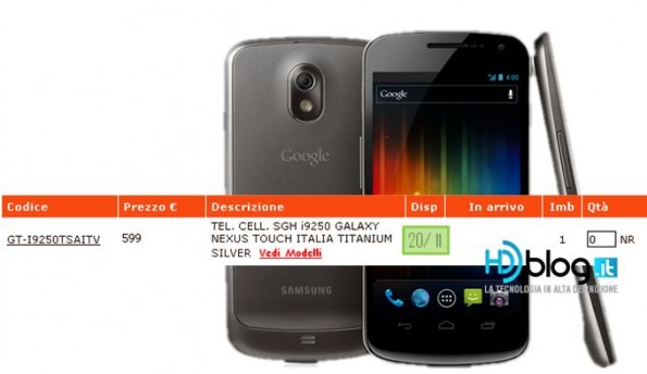 Samsung Galaxy Nexus i9250 dal 20 novembre in Italia