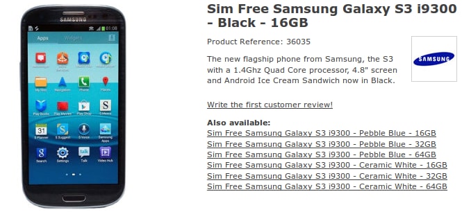 Samsung Galaxy S III negro confirmado en el Reino Unido dentro de 4-6 semanas