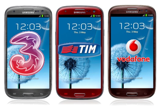 Samsung Galaxy S III rosso, marrone e grigio in Italia (con 3 operatori diversi)