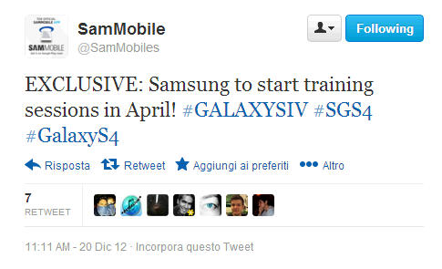 Samsung celebrará en abril de "sesiones de entrenamiento" para el Galaxy S IV