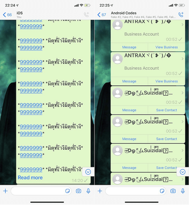 Mensajes de muerte en WhatsApp