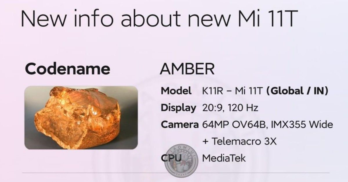 Xiaomi Mi 11T con punta, puede presentar pantalla OLED de 120Hz, dimensión MediaTek ...