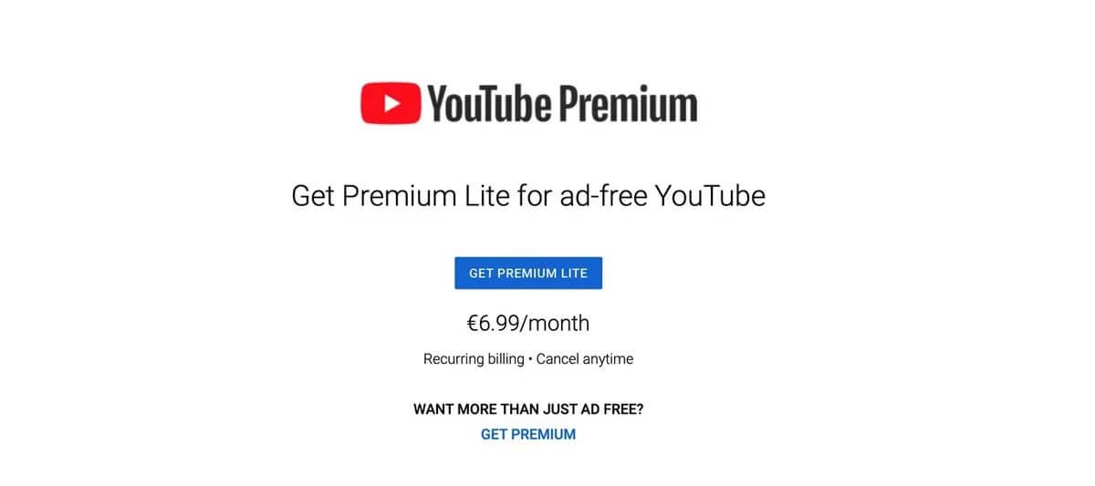 YouTube test het Premium Lite-abonnement