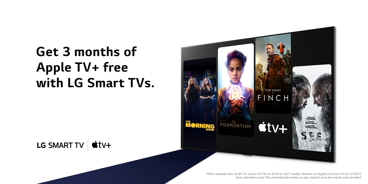 LG ofrece 3 meses de Apple TV + gratis con televisores inteligentes seleccionados