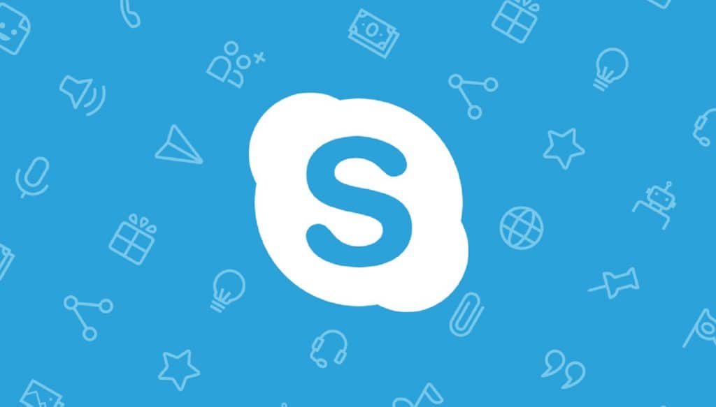 skype-logo tegen blauwe achtergrond