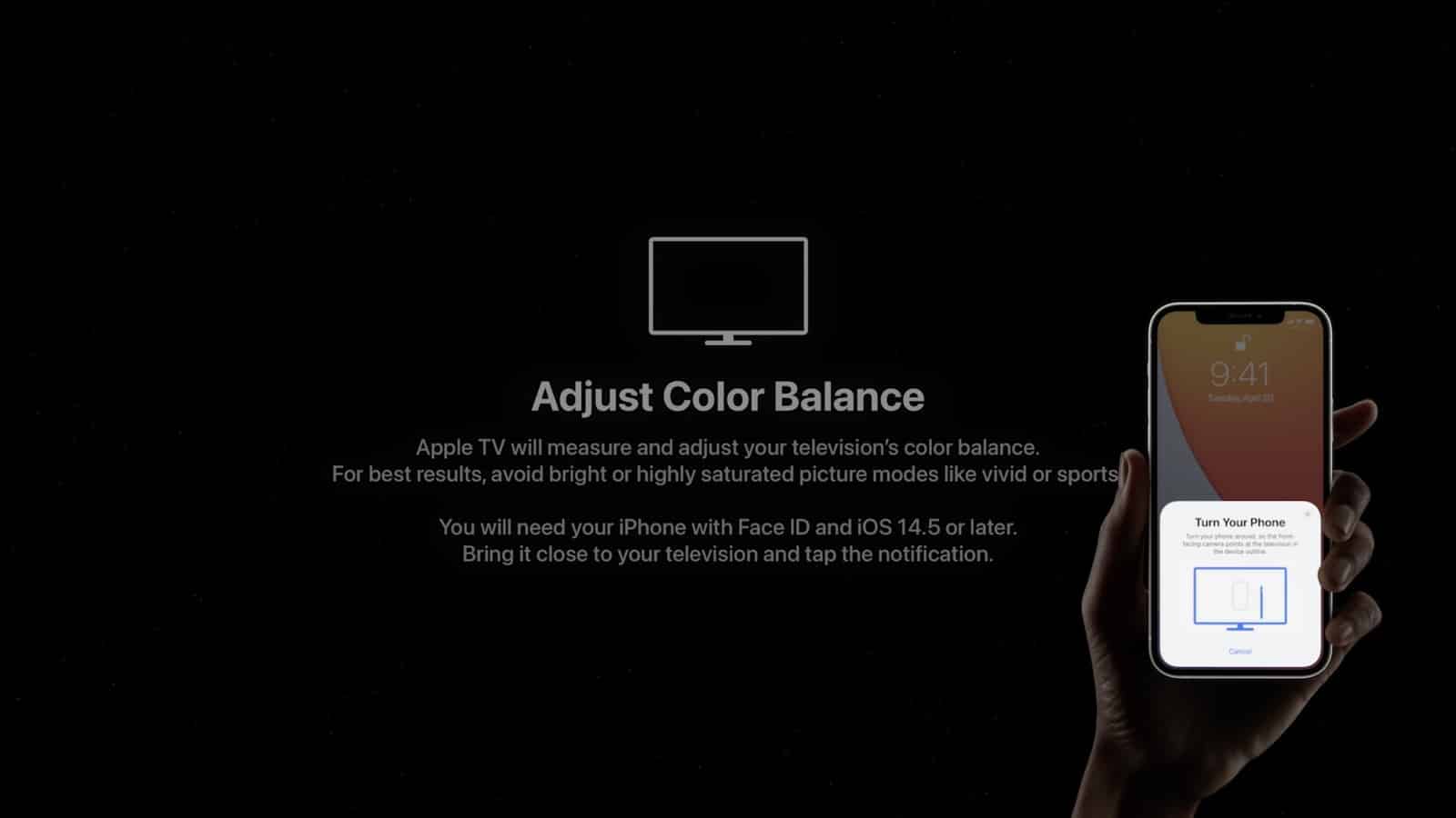 Apple TV puede calibrar el color de su televisor con su iPhone