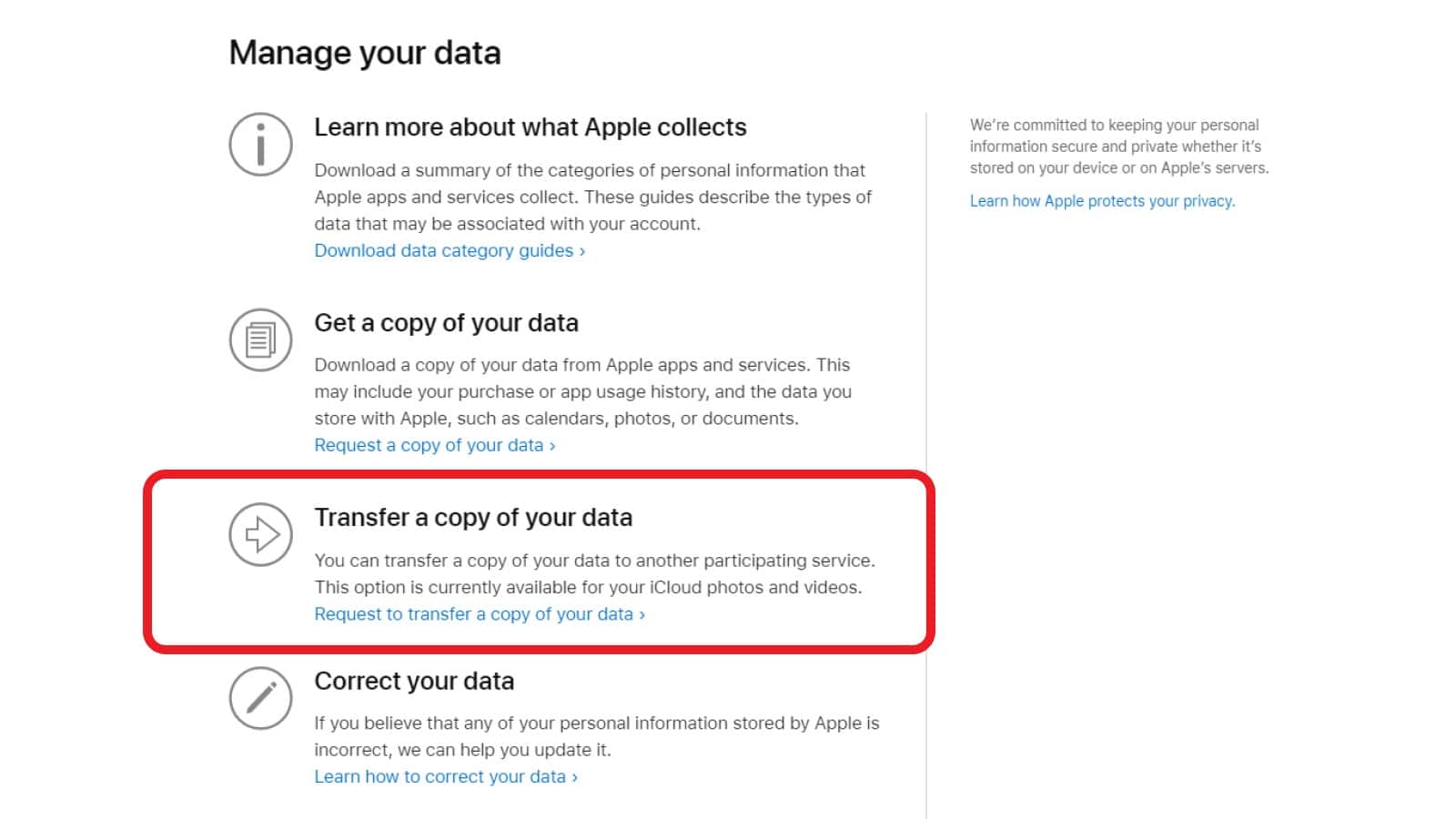 Apple-scherm voor gegevensoverdracht