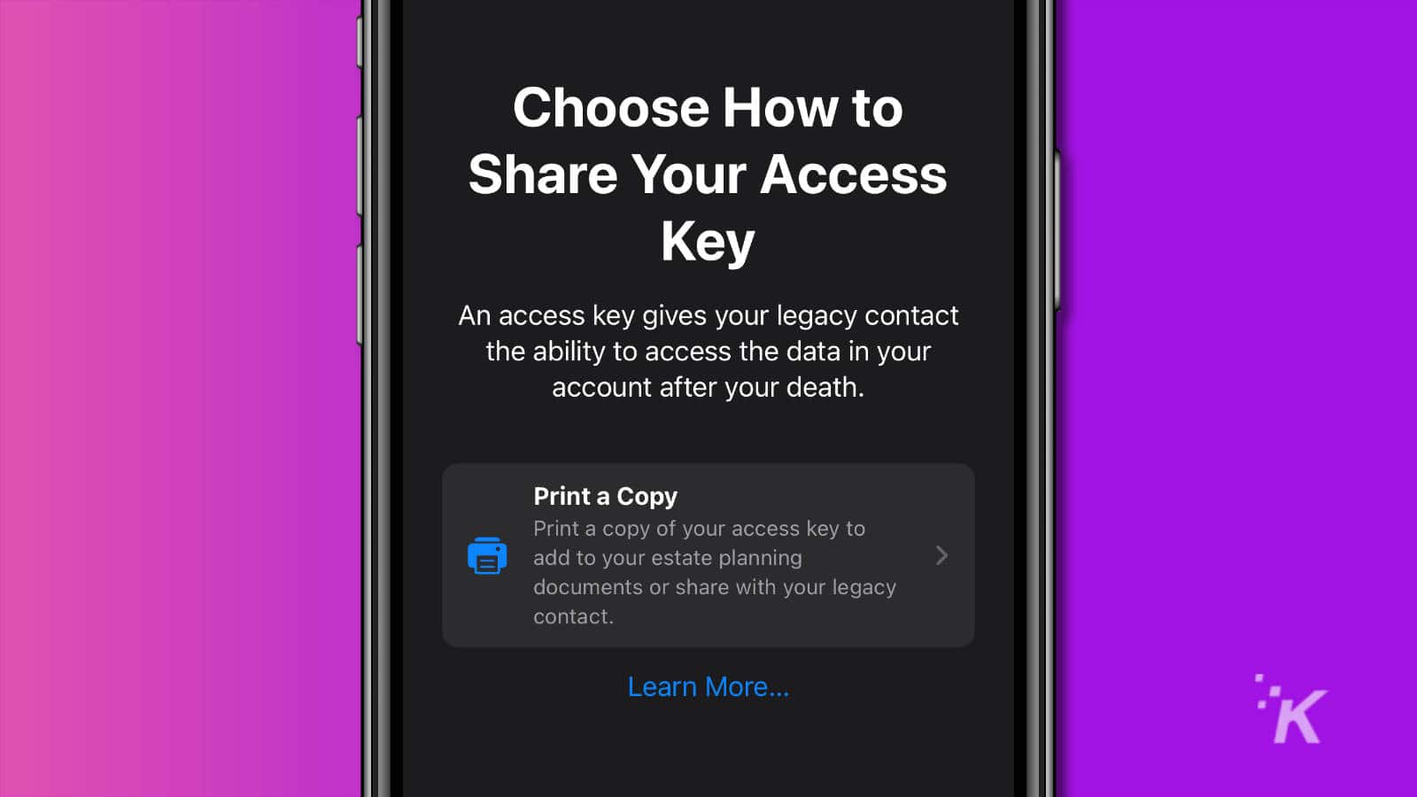 ios legacy contact gedeelde toegangssleutel
