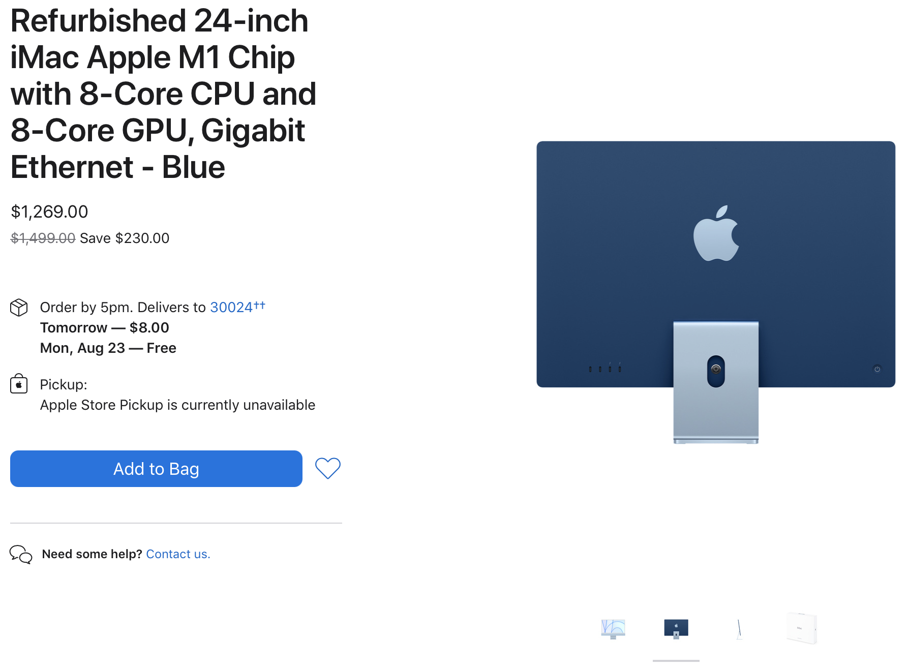Ahora a la venta en línea: iMacs M1 de 24 ″ reacondicionados (mediados de 2021)