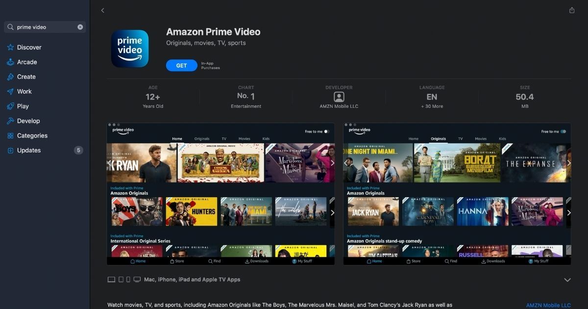 Amazon Prime Video lanza la aplicación nativa macOS que permite descargas