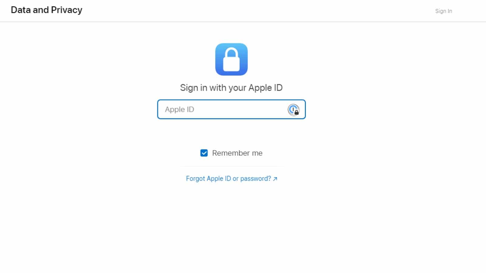 Apple privacy webpagina inloggen