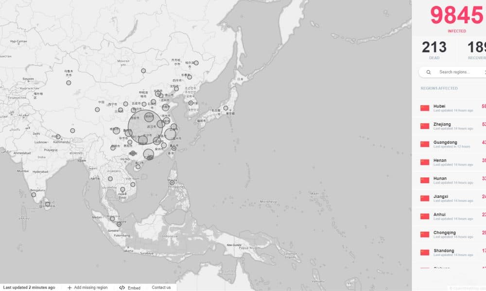 Este mapa rastrea el número de víctimas del coronavirus en tiempo real