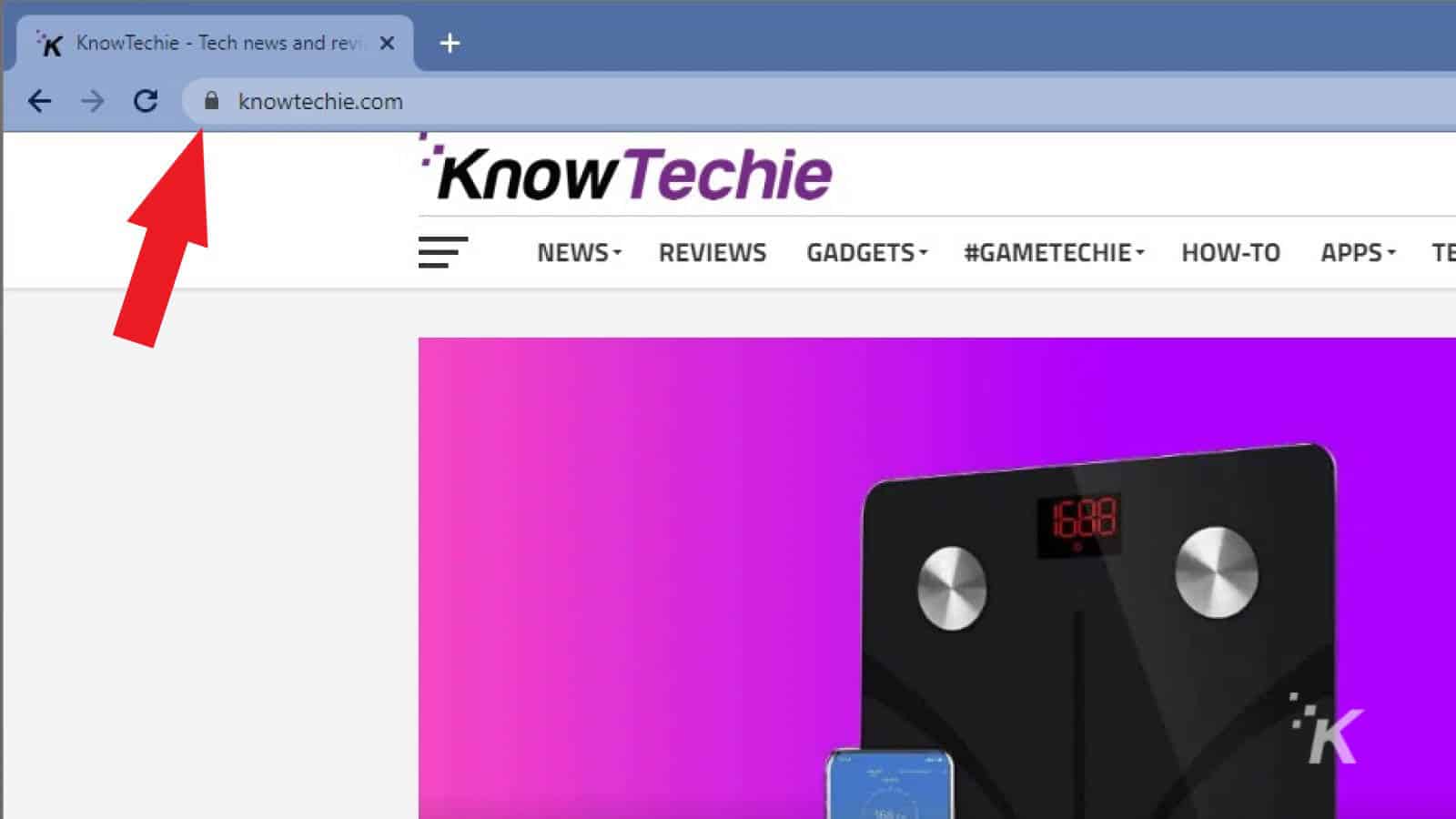 captura de pantalla de la barra de direcciones de Google Chrome que muestra el icono de candado que indica que el sitio web visitado está utilizando el protocolo seguro https