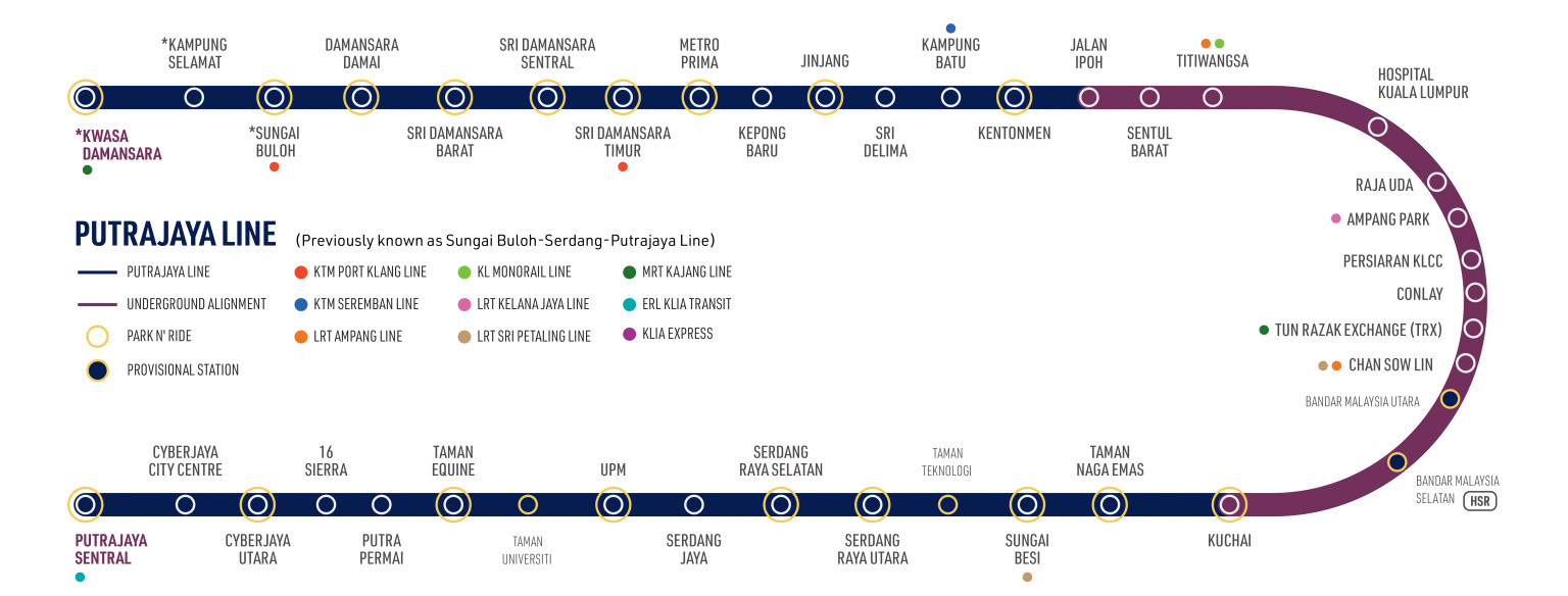 Mapa de la línea MRT Putrajaya