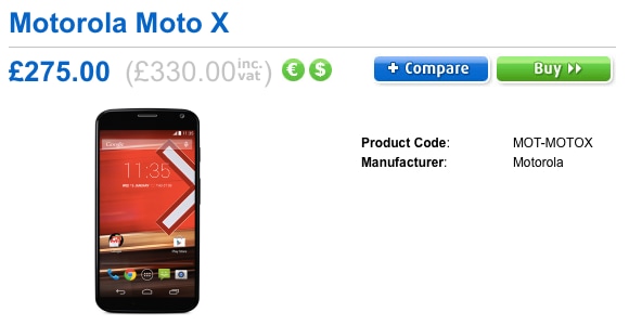 Moto X disponible para pre-pedido en Clove UK por alrededor de 400 €