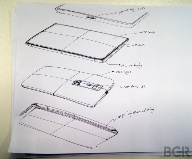 OnePlus One: un disegno mostra quello che potrebbe essere il design