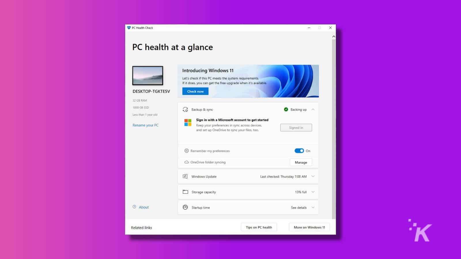 Windows Health Monitoring-applicatie