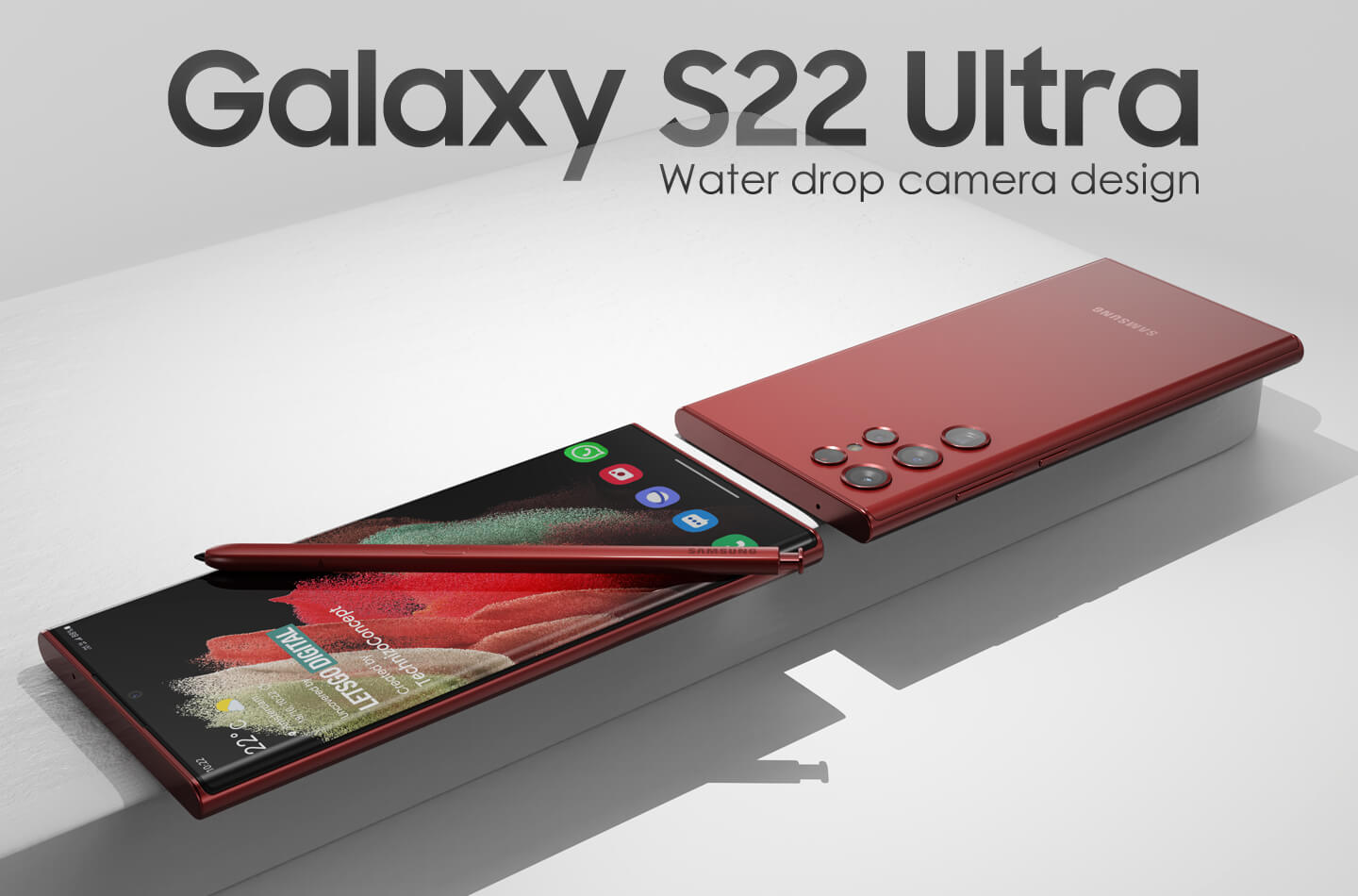Samsung Galaxy S22 Ultra con diseño de cámara de gotas de agua
