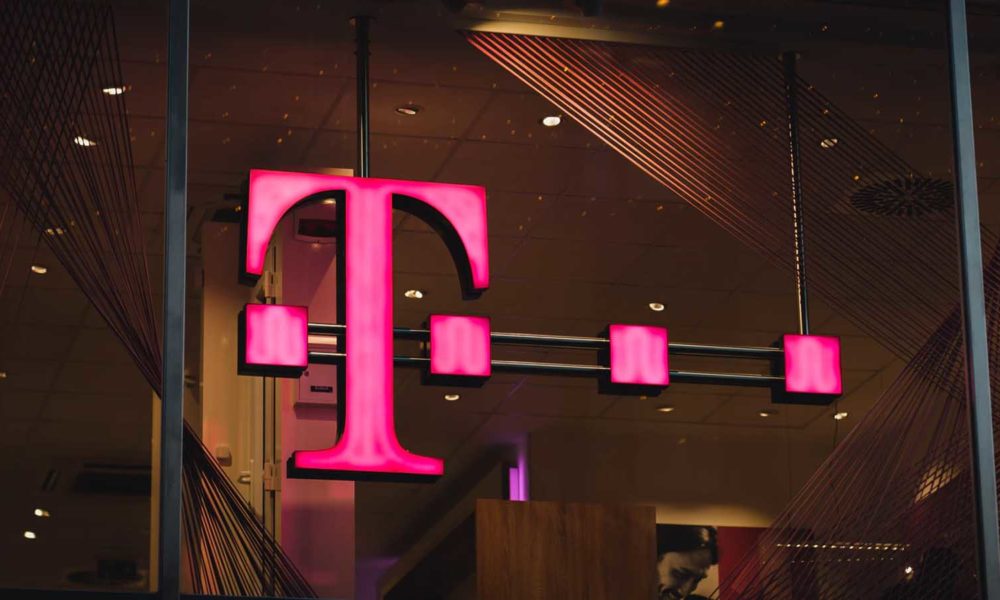 t-mobile logo on glass wall