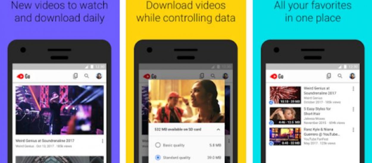 YouTube Go le permite guardar una película en su teléfono y un teléfono inteligente con la edición de YouTube para llamar