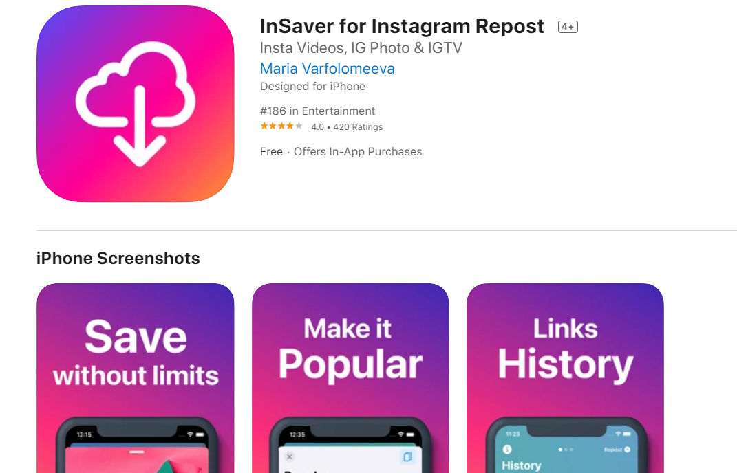 Aplicación InSaver en iOS