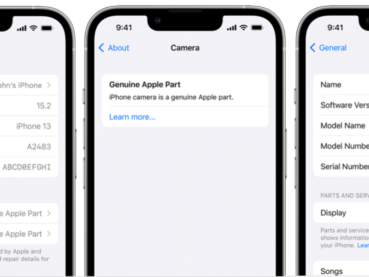 iOS 15.2 mostrará un historial de piezas y reparaciones