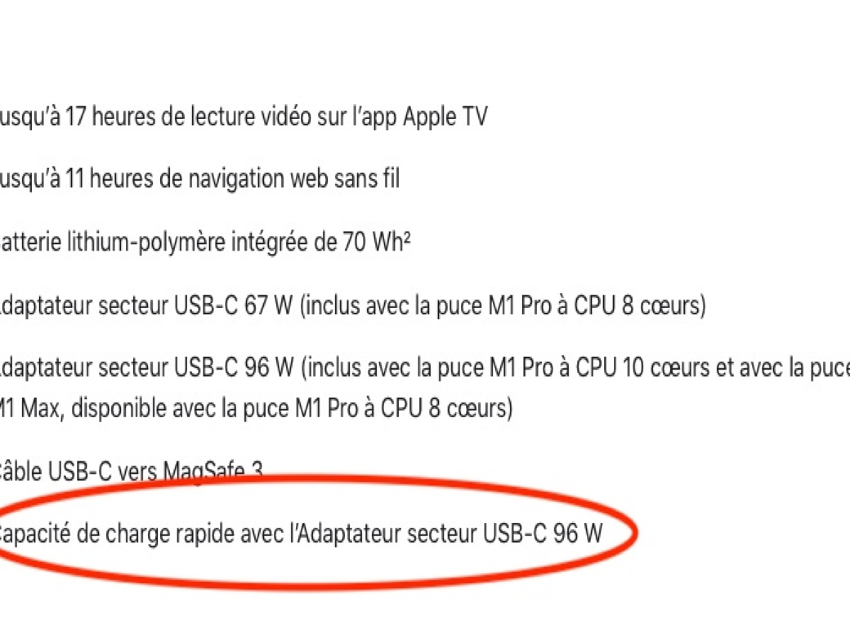 MacBook Pro 14" : sin carga rápida con el adaptador de corriente de 67 W