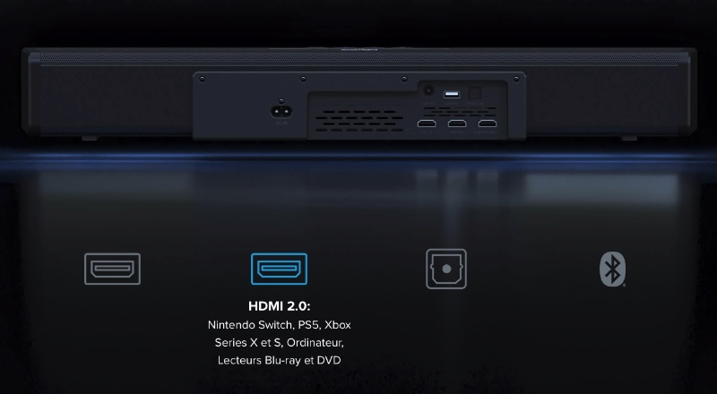 Ilustración: Una barra de sonido 2.1 Dolby Atmos, Bluetooth y HDMI 2.0 & agrave;  229 & euro;  en Creative