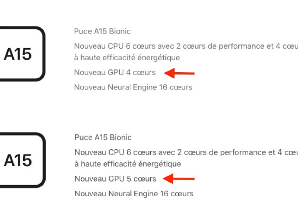 El iPhone 13 / mini y el iPhone 13 Pro / Pro Max no tienen exactamente el mismo chip A15