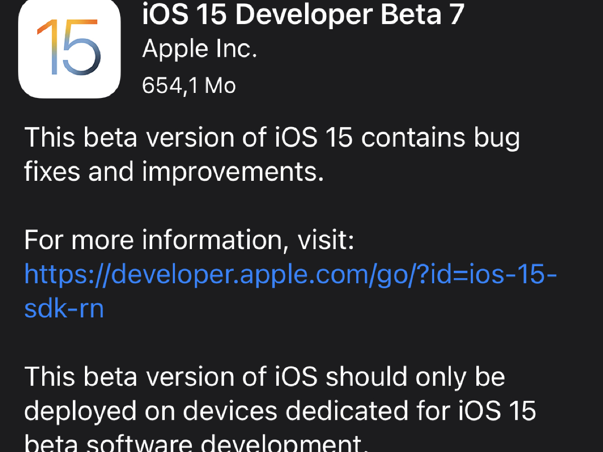 Una séptima versión beta para iOS / iPadOS 15, watchOS 8 y tvOS 15