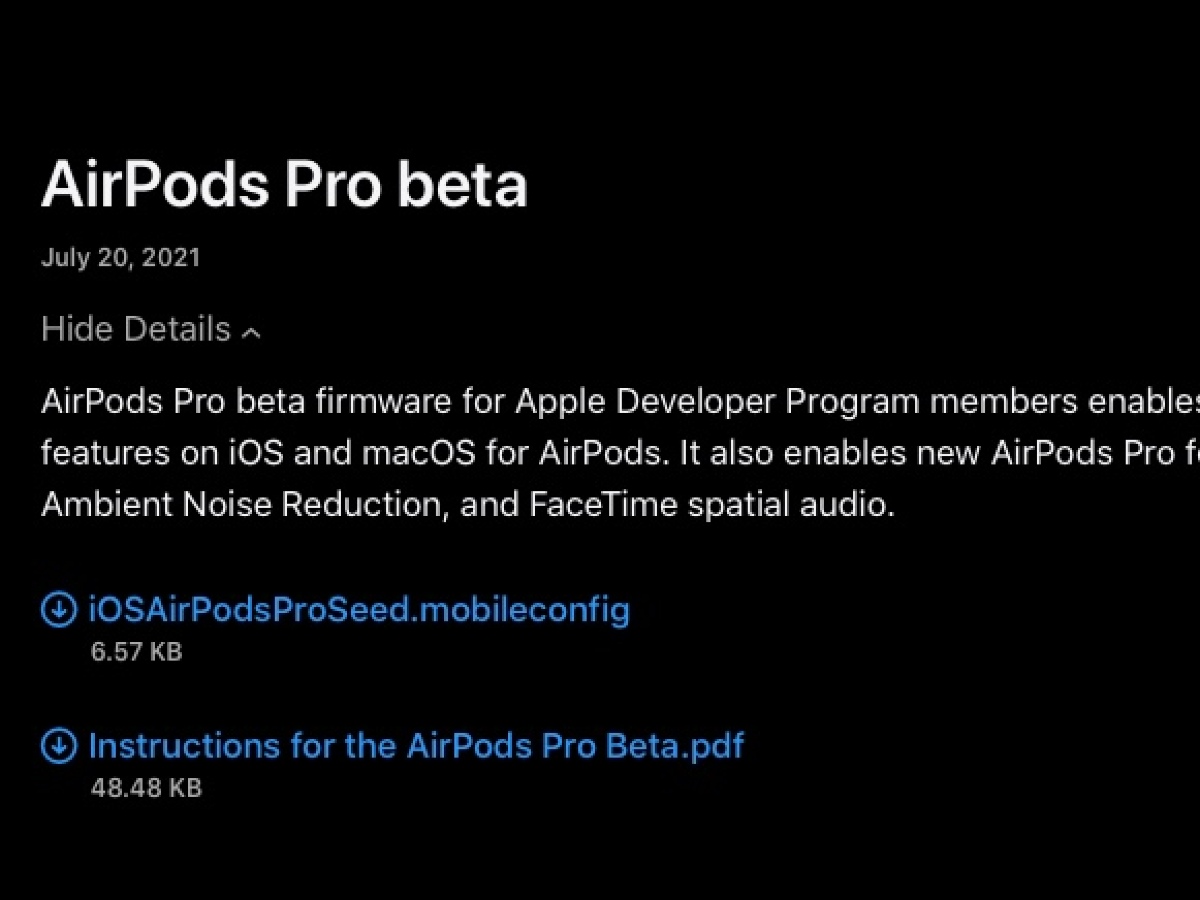Lanzamiento del primer firmware beta de AirPods Pro para desarrolladores