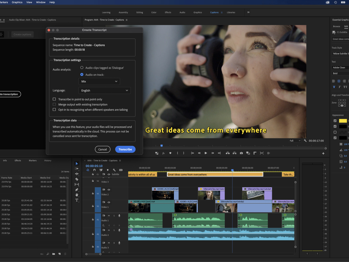 Adobe After Effects y Premiere Pro: Mac M1, subtitulado de video, animación, fotogramas múltiples