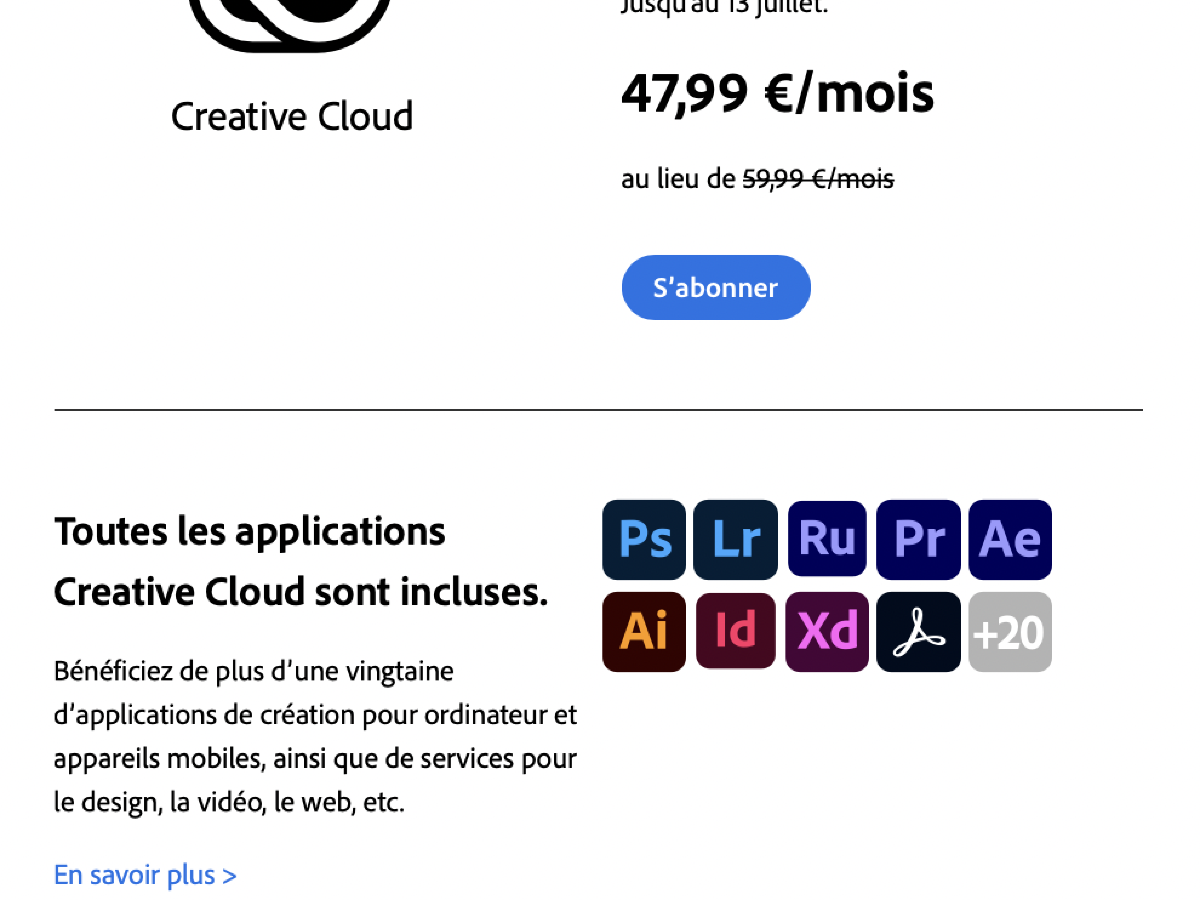 Adobe: 20% de descuento en la membresía de Creative Cloud (hasta la medianoche de esta noche)
