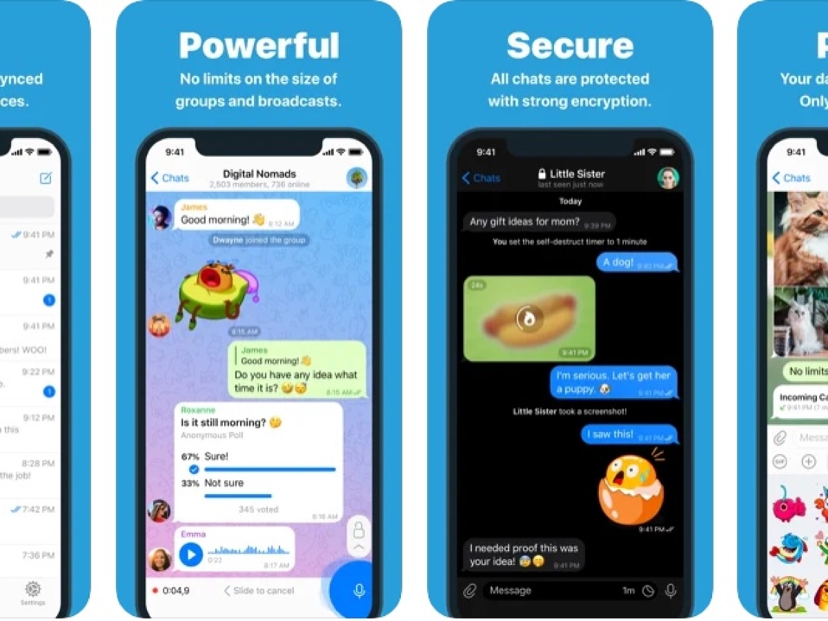 Videollamadas grupales y fondos animados para Telegram en iOS