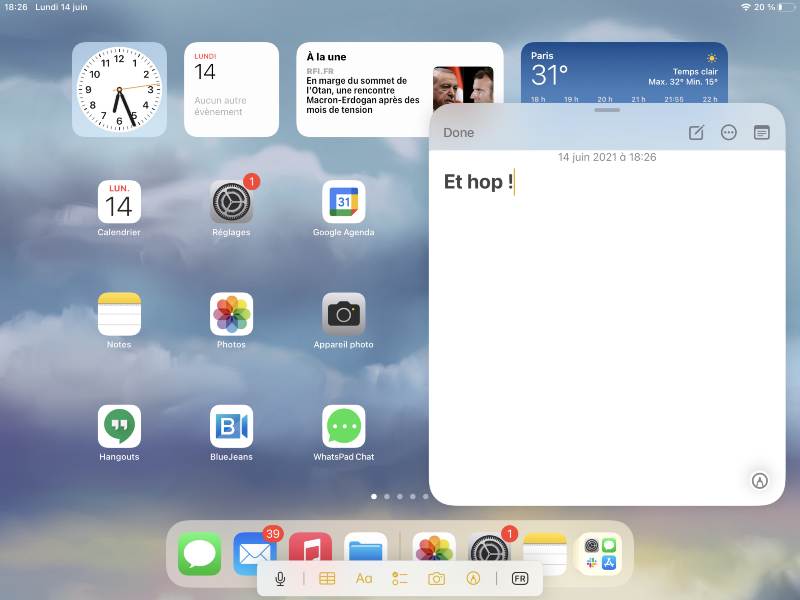 Illustratie: iPadOS 15 - Maak plaknotities vanuit het Control Center (zonder Apple Pencil)