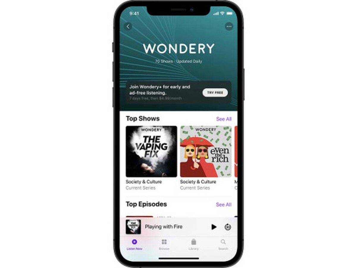 Wondery + (Amazon) estará disponible a través de Apple Podcasts