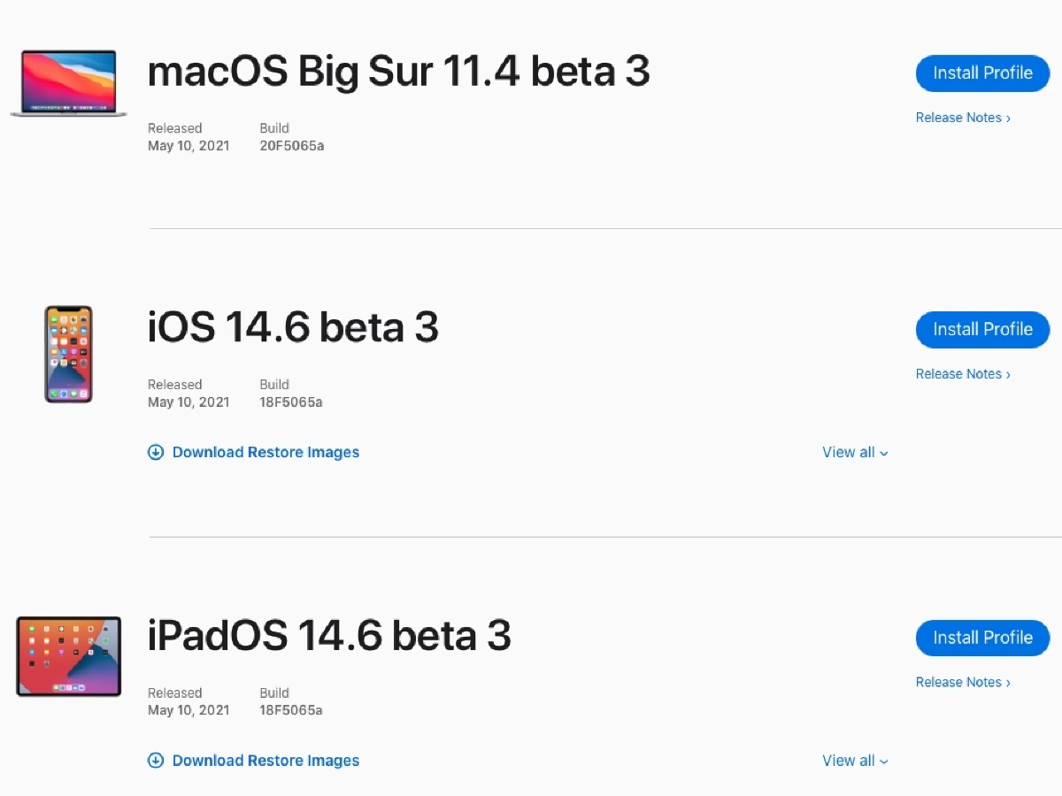 Una tercera versión beta para iOS / iPadOS / tvOS 14.6, macOS 11.4 y watchOS 7.5