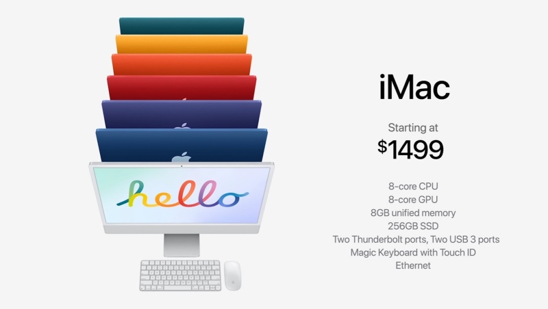Ilustración: Apple presenta el nuevo iMac M1: diseño revisado, 4.5K, 7 colores, Touch ID, desde 1449 & euro;