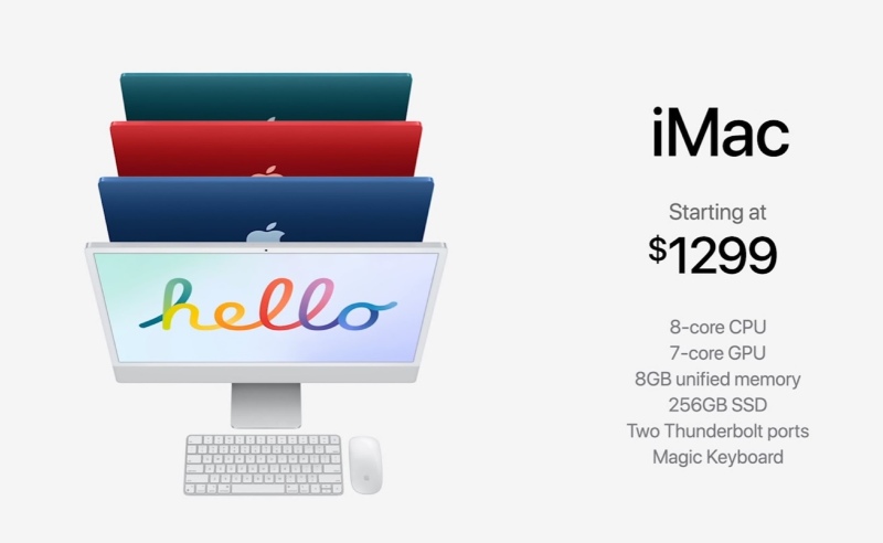 Ilustración: Apple presenta el nuevo iMac M1: diseño revisado, 4.5K, 7 colores, Touch ID, desde 1449 & euro;