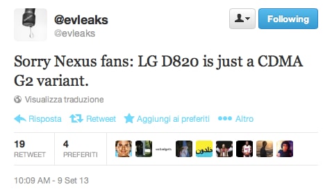 @evleaks: LG D820 è solo una variante del G2, non un nuovo Nexus