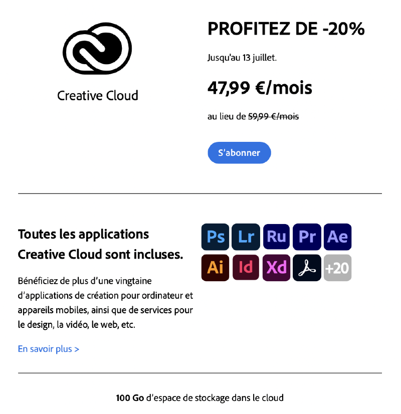 Ilustración: Adobe: 20% de descuento en la membresía de Creative Cloud (hasta la medianoche de esta noche)