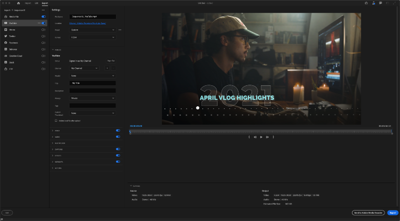 Ilustración: Adobe Premiere Pro: exportación-importación, barra de menús, rendimiento mejorado