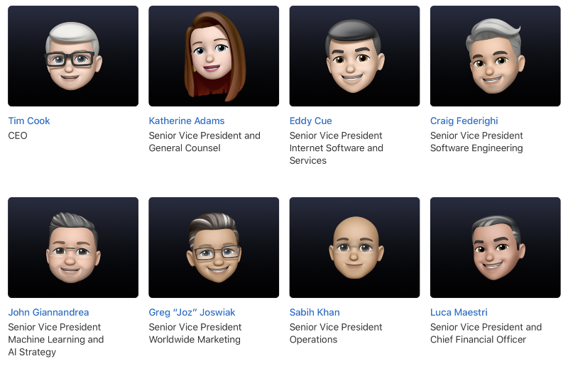Ilustración: Apple: nuevos memojis de sus líderes # WWDC21