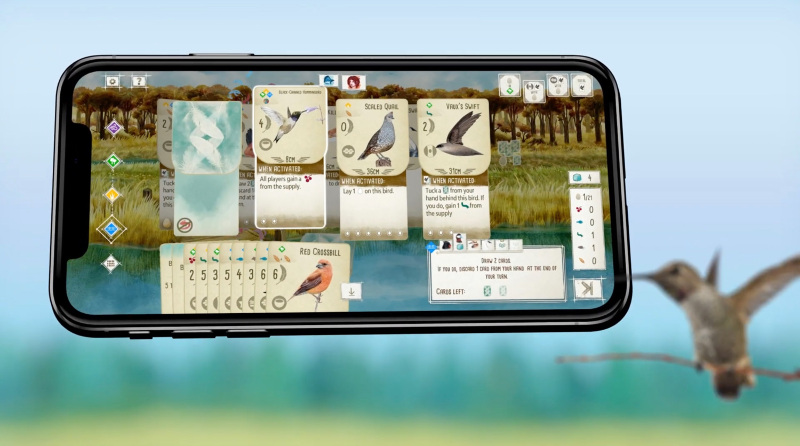 Ilustración: El juego Wingspan (& agrave; tirando de alas) barcos con sus pájaros en iOS