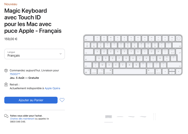 Illustratie: Apple verkoopt Magic Keyboard met Touch ID zonder/met toetsenbord;  digitaal (159/185 & euro;)